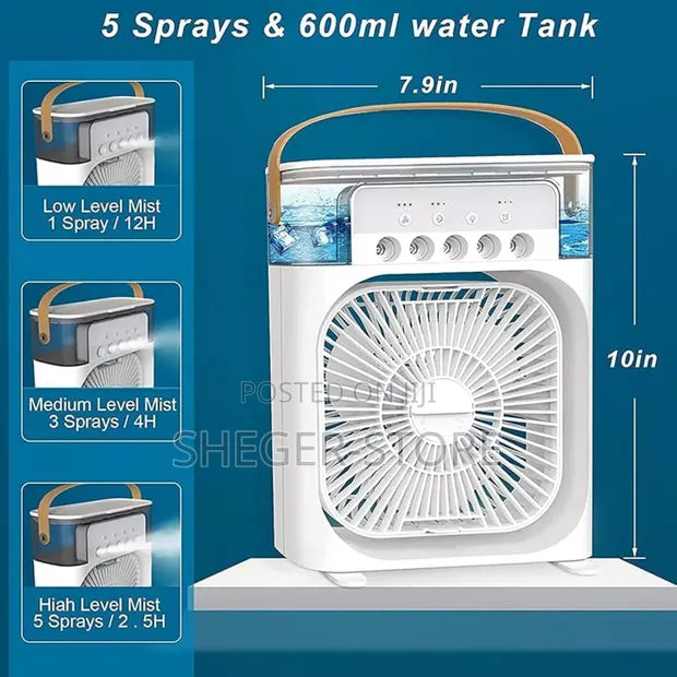 Portable 3in1 Cooler Fan with Water Cooling