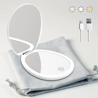 Mini Porttable Mirror White Frontal Lights