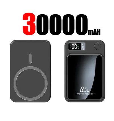 Magnetic Rechargeble Powerbank Black Frontal 30000mAH