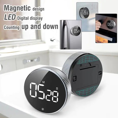 Magnetic LED Timer Digital Black Frontal
